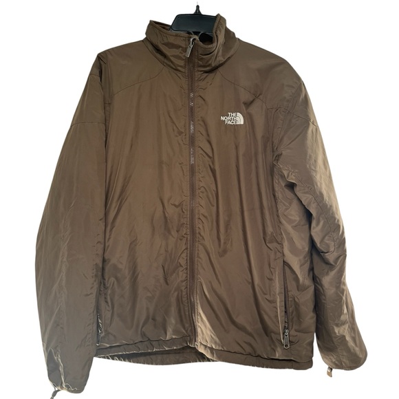 The north face zip up fleece lined winter jacket brown men’s L - Picture 1 of 10